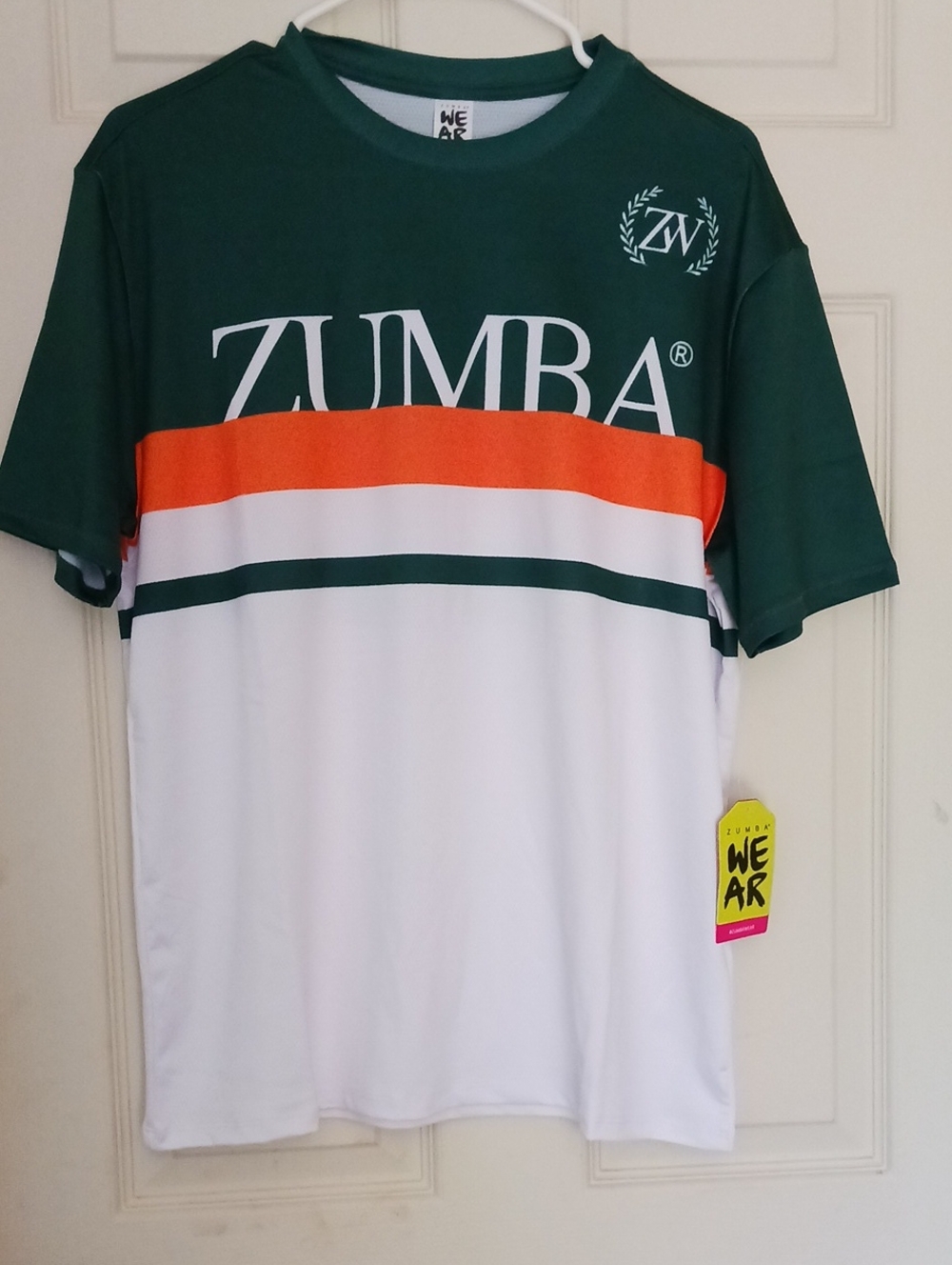 Zumba Fitness Green, White & Orange Colorblock Men's Tee